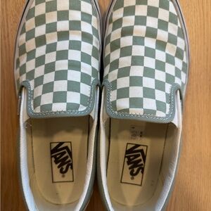 Vans Desert Sage Checkerboard Slip-On Sneakers - Green/White